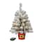 20" Pre-Lit Night Night™ Snowy Flocked Pine Artificial Tabletop Christmas Tree in Santa Belt Base, Clear LED Lights